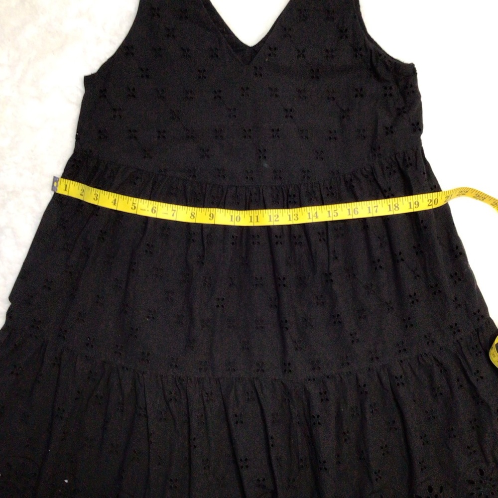 LOFT Black Eyelet Sleeveless Tiered Swing Dress XS - Picture 8 of 11